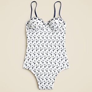Eyelet balconette underwire one-piece with ribbon trim